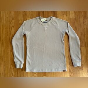 L.L. Bean Men’s Signature Waffle Crew Long Sleeve Short Oyster Shell Med NWT